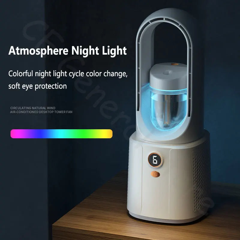 Goodvibe-Inside - Ventilateur sans lame avec lumière nocturne, pulvérisateur, refroidisseur d'air et humidificateur d'air