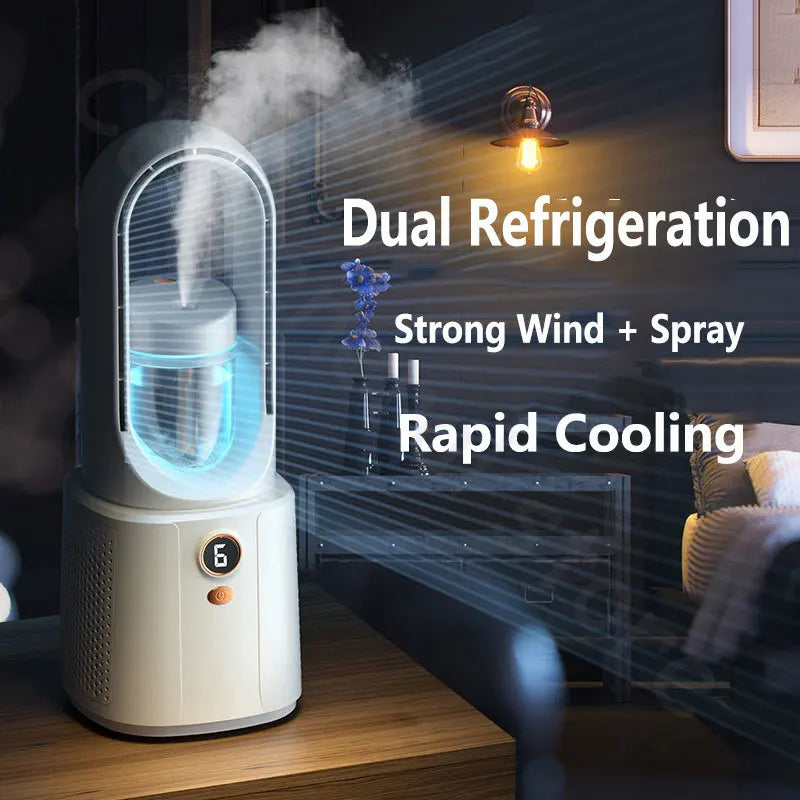 Goodvibe-Inside - Ventilateur sans lame avec lumière nocturne, pulvérisateur, refroidisseur d'air et humidificateur d'air